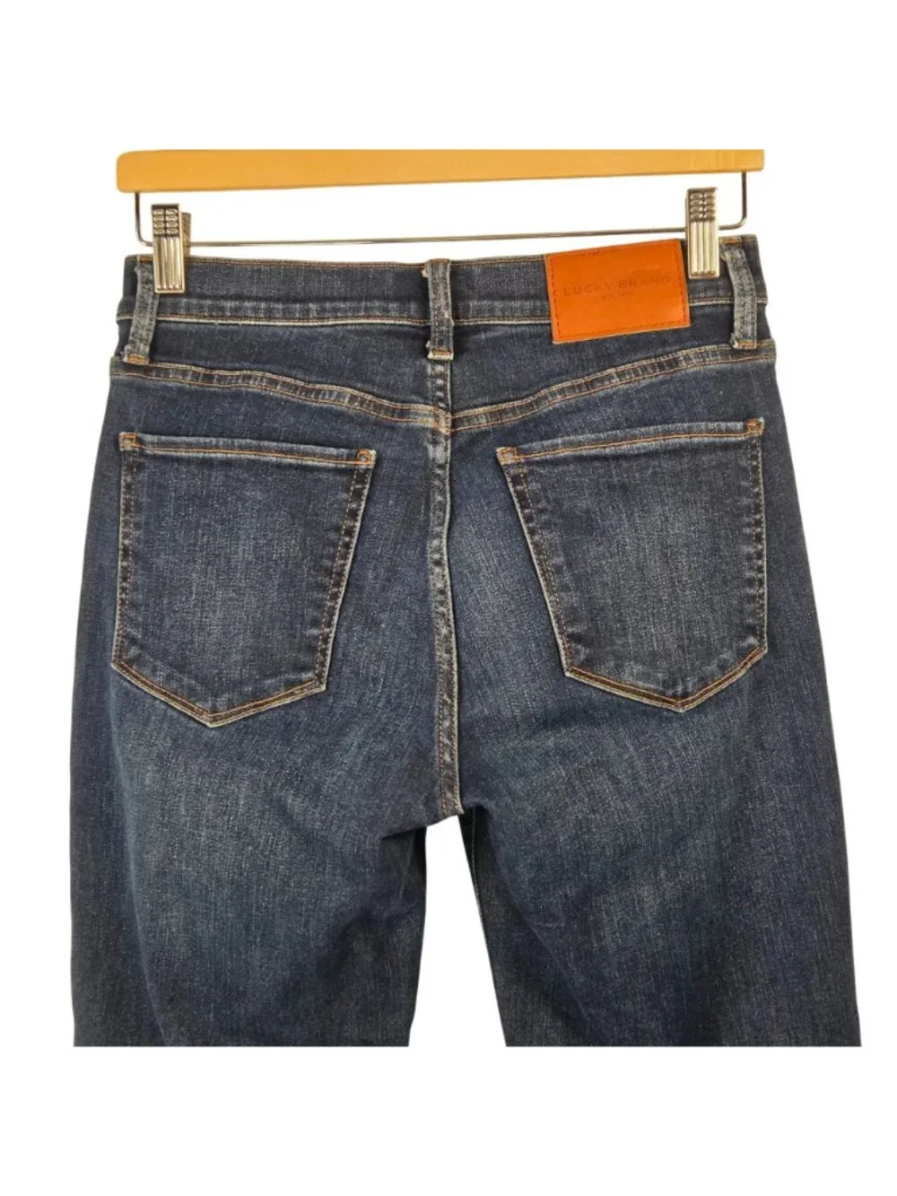 Lucky Brand Zoe High Rise Straight Leg Jeans Size 6/28 Dark Wash Raw Hem